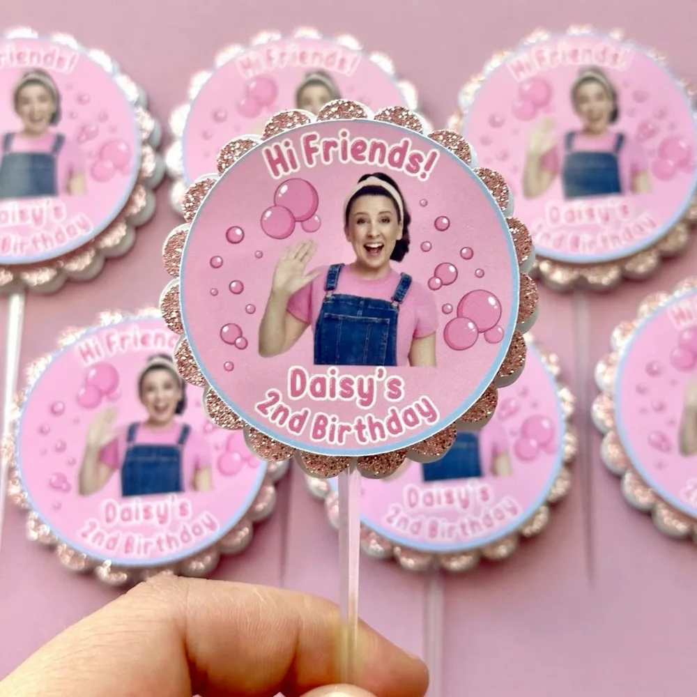 Pink Birthday Party Cupcake Toppers